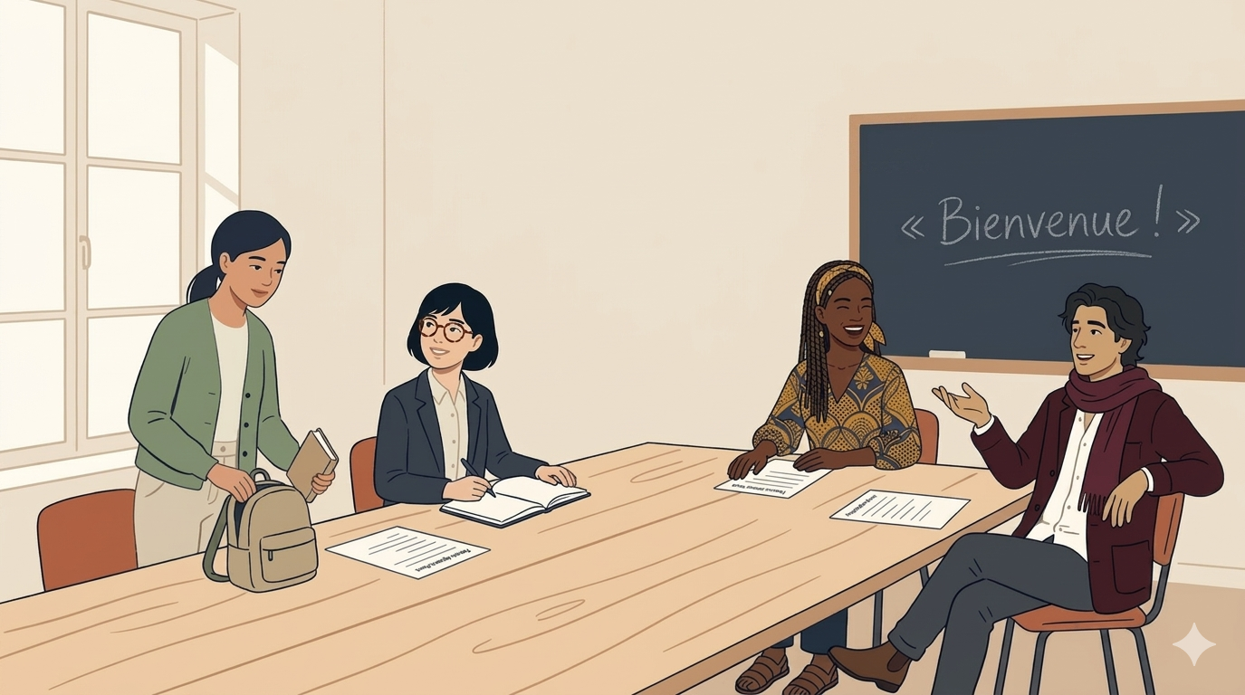 Scene from Quatre à Paris: classroom